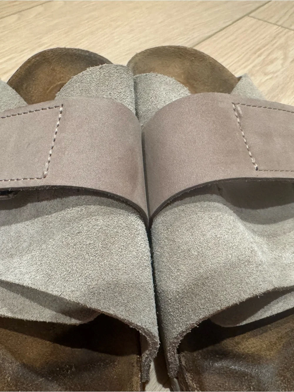 Birkenstock Kyoto Women's Suede Sandals in Light Gray and Taupe 38